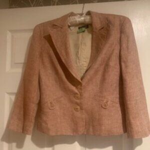 Rose Colored Linen Blend Cropped Jacket